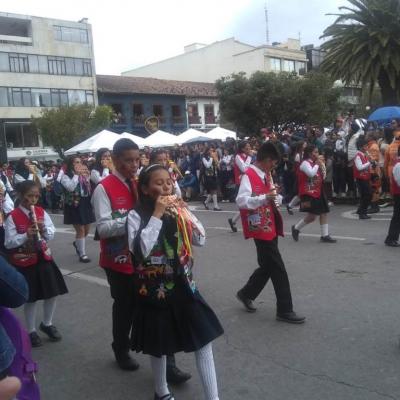 En desfile con la E.M Amadeus en el Onomástico de Pasto.